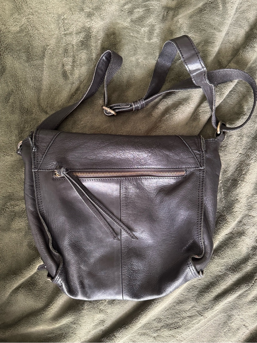 Lucky Brand 100% Genuine Leather Black Crossbody Shoulder Bag - Picture 12 of 13